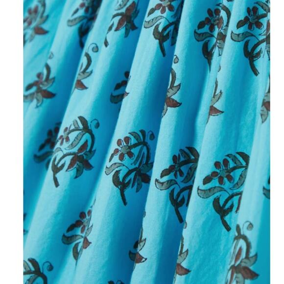 HANNAH Carmen open back printed cotton poplin maxi dress Turquoise - Picture 2 of 8